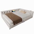 Pikkukuva 9 / 11: Schlafsofa, Daybett, Tagesbett, 140x200cm, Lätttenrost, Ambientebeleuchtung, USB + Type-C, Kopfteil mit Knopftuft, Leinen, Beige