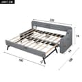 Pikkukuva 5 / 11: Schlafsofa, Daybett, 90x200cm, mit Lattenrost, ausziehbares Bett mit Klappstaufach, USB+Type-C, Leinen, Grau