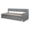 Pikkukuva 8 / 11: Schlafsofa, Daybett, 90x200cm, mit Lattenrost, ausziehbares Bett mit Klappstaufach, USB+Type-C, Leinen, Grau
