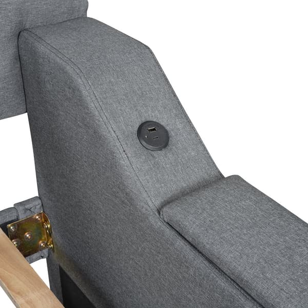 Schlafsofa, Daybett, 90x200cm, mit Lattenrost, ausziehbares Bett mit Klappstaufach, USB+Type-C, Leinen, Grau