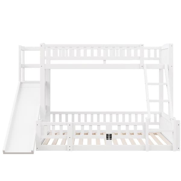 Etagen-kuolain 90x200 cm & 140x200 cm - Kiefernholz, Geländer, Rutsche, Stufen, En747, Weiß
