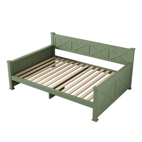 Litteä sänky 90x200 cm latte ruosteella (ilman patjaa) – 2 laatikkoa, minimalistinen, mänty, puu, vihreä