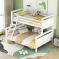 Pikkukuva 2 / 10: Etägenbett mit Leiter und Sicherheitsgeländer, umbaubar in 2 Betten, Holzbett für Kinder, 90(140)x200cm, Weiß