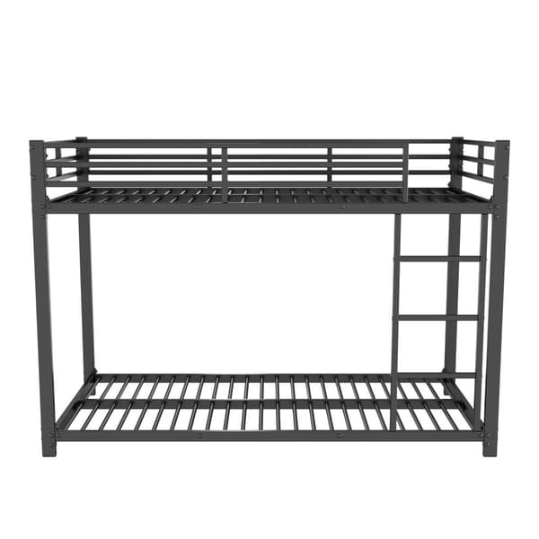 90x200 cm Kinderetagenbett, Klassisches Eisenbetten, Schwarz, Etagenbett aus Eisen