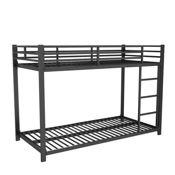90x200 cm Kinderetagenbett, Klassisches Eisenbetten, Schwarz, Etagenbett aus Eisen