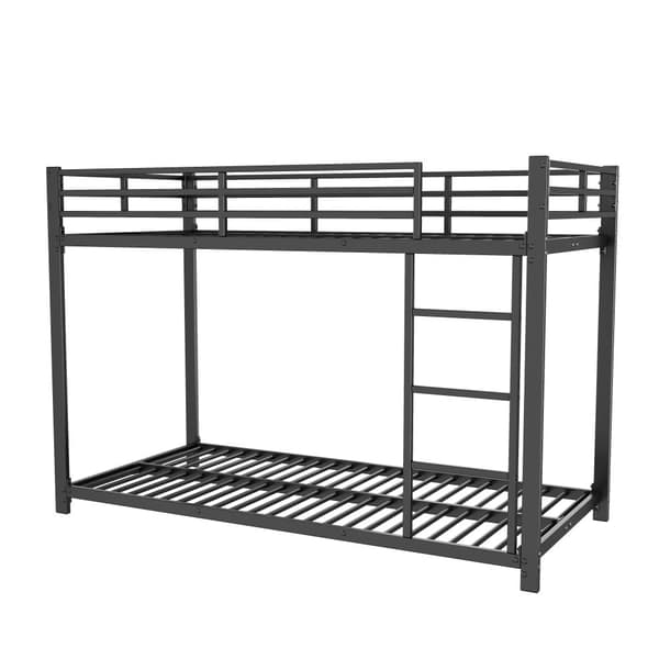 90x200 cm Kinderetagenbett, Klassisches Eisenbetten, Schwarz, Etagenbett aus Eisen
