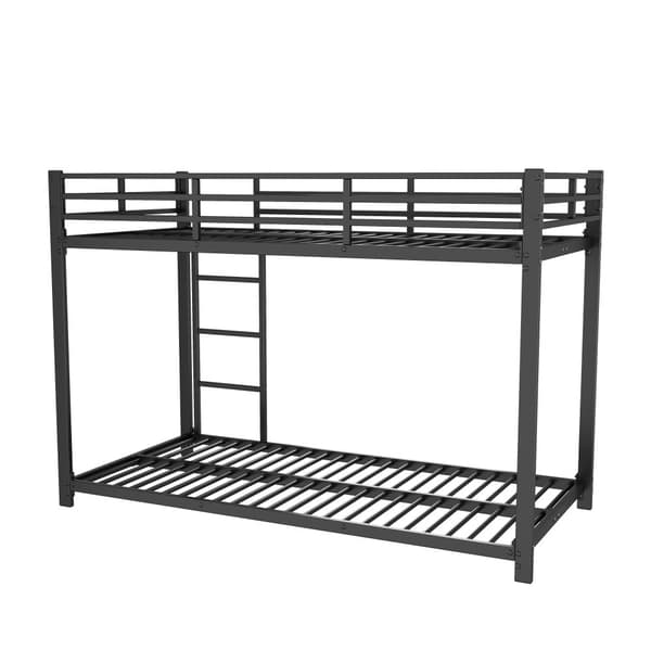 90x200 cm Kinderetagenbett, Klassisches Eisenbetten, Schwarz, Etagenbett aus Eisen