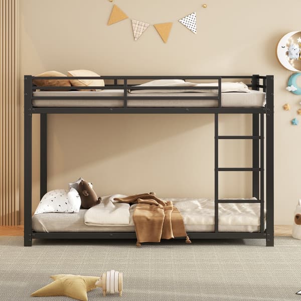 90x200 cm Kinderetagenbett, Klassisches Eisenbetten, Schwarz, Etagenbett aus Eisen
