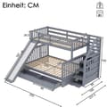 Pikkukuva 5 / 11: Etagenbett 90x200/140x200, Mit Schubladen, Stauraum und Rutsche, Monikäyttöinen, Grau