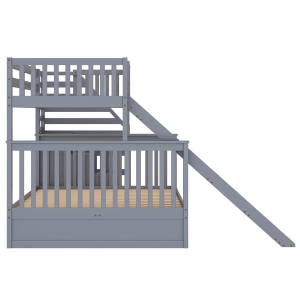 Etagenbett 90x200/140x200, Mit Schubladen, Stauraum und Rutsche, Monikäyttöinen, Grau