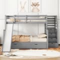 Pikkukuva 1 / 11: Etagenbett 90x200/140x200, Mit Schubladen, Stauraum und Rutsche, Monikäyttöinen, Grau