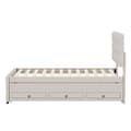 Pikkukuva 8 / 11: Pehmustettu kuolain 90x200cm, Familienbett mit 3 Schubladen, ausziehbares Rollbett, verstellbares Kopfteil, Beige