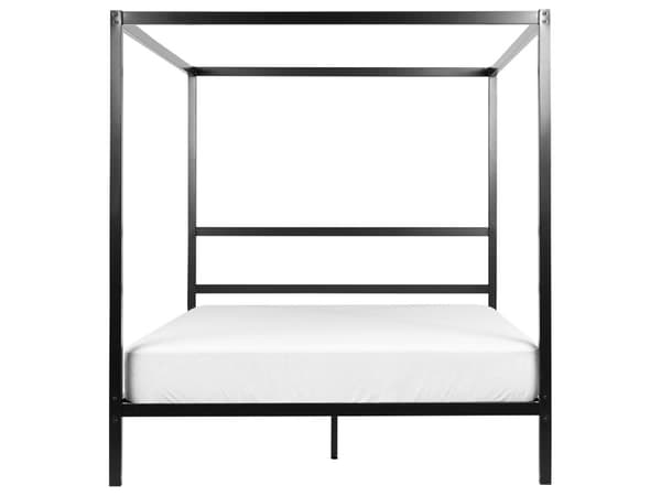 Pylvässänky musta metalli 160 x 200 cm sälepohja parisänky industriaalinen minimalistinen