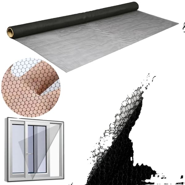 Nylon myggnät, sexkantiga hål, enkel installation, Svart, 2 PAs + Billigt!