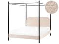 Miniatyrbillede 1 af 11: Himmelseng Beige Bouclé 140 x 200 cm Moderne Trekvart Juniorseng Baldakin Halvandenmandsseng Høj Sengeramme Minimalistisk Design Metalseng