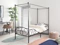 Miniatyrbillede 2 af 9: Enkeltseng Sort Metal 90 x 200 Enkeltmandsseng Teenageseng Pige Seng Moderne Himmelseng Sengeramme Metalseng