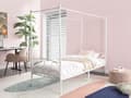 Miniatyrbillede 2 af 9: Enkeltseng Hvid Metal 90 x 200 Enkeltmandsseng Teenageseng Pige Seng Moderne Himmelseng Sengeramme Metalseng