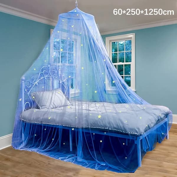 Lollanda Myggnät med Nattlysande Stjärnor, Sänghimmel med lysande fluorescerande stjärnor – 60x250x900/1250 cm, Barn