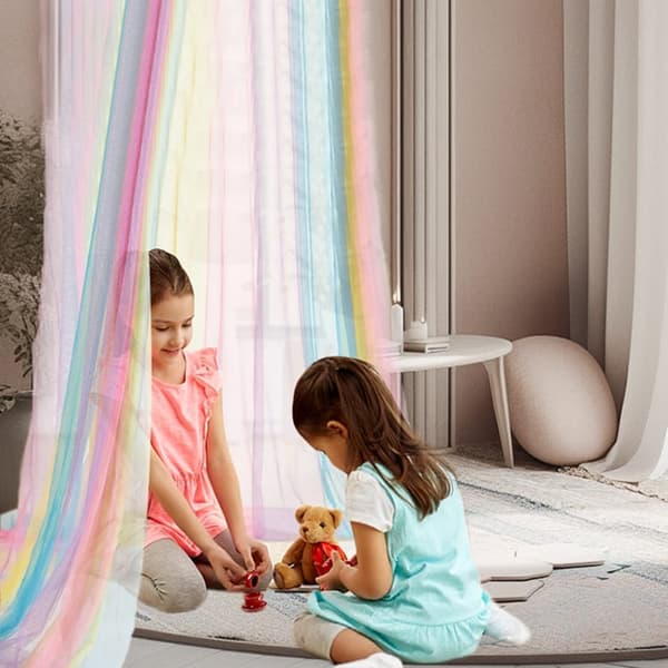Lollanda Regnbåge Myggnät Barnrum, Gardiner inomhus - Lektält Princess Sovrumsdekoration Myggnät – 60x250x1250 cm, Rund Kupol