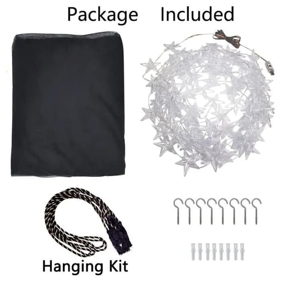 Lollanda Myggnät 8-hörn med LED Stjärnljus, Portabelt Myggnät för Utomhus och Hängmatta – 190x210x240 cm, för både inomhus och utomhus