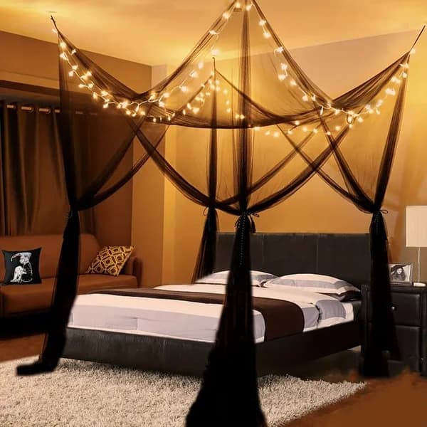 Lollanda Myggnät 8-hörn med LED Stjärnljus， Portabelt Myggnät för Utomhus och Hängmatta – 190x210x240 cm, för både inomhus och utomhus