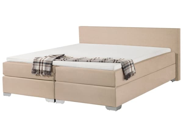 Dubbelsäng 180 x 200 cm Beige Kontinentalsäng med Madrass Modern