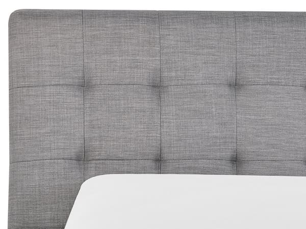 Dubbelsäng Grå Tyg 180 x 200 cm Lamellbas Tuftad Huvudgavel