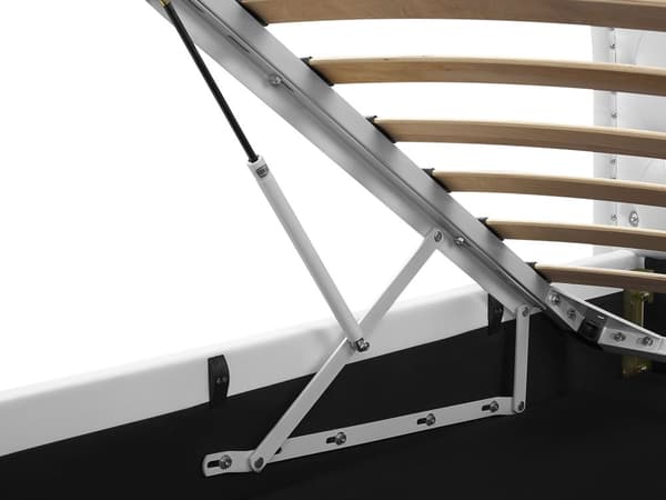 Dubbelsäng Vit Konstläder 180 x 200 cm Sängram med Förvaring Dekorativ Huvudgavel