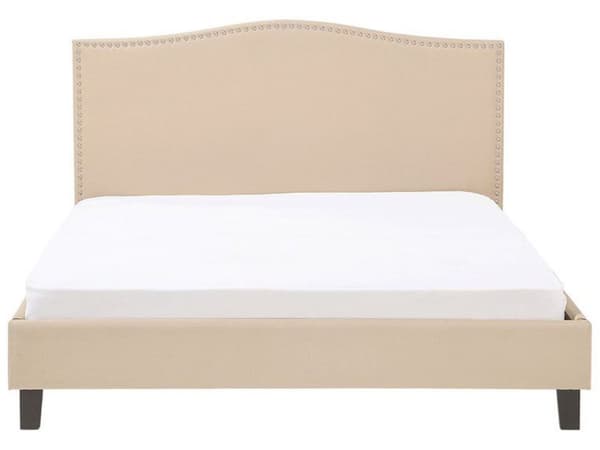 Dubbelsäng Beige Polyester Tyg Sängram 180 x 200 cm Traditionell Vintage
