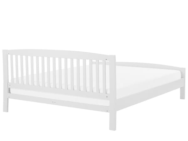 Dubbelsäng Vit Trä 180 x 200 cm Sängram Lamellbotten med Huvudgavel Modern
