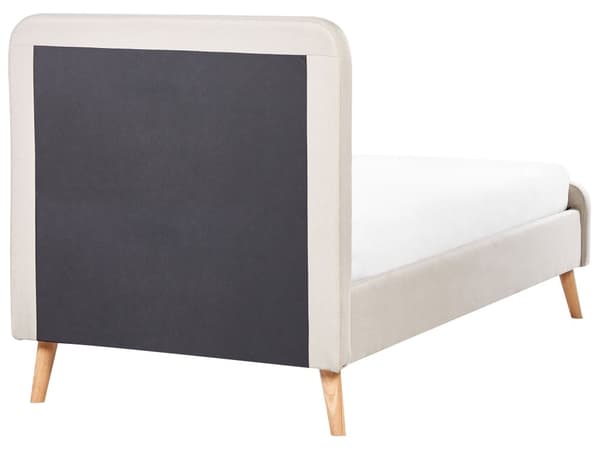 Säng Beige Polyester Tyg Klädd Sängram Träben 90 x 200 cm Modern Design