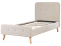 Miniatyrbild 6 av 10: Säng Beige Polyester Tyg Klädd Sängram Träben 90 x 200 cm Modern Design