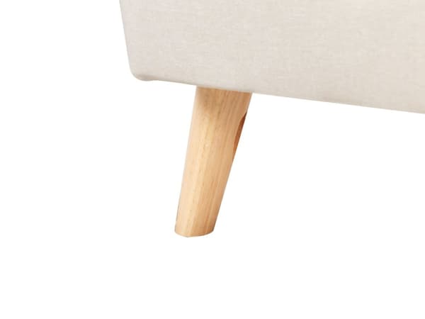 Säng Beige Polyester Tyg Klädd Sängram Träben 90 x 200 cm Modern Design