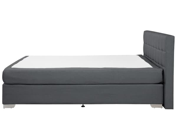 Dubbelsäng 160 x 200 cm Divansäng Grå Tyg Klädd Ram med Tuftad Huvudgavel och Madrass