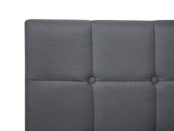 Dubbelsäng 160 x 200 cm Divansäng Grå Tyg Klädd Ram med Tuftad Huvudgavel och Madrass