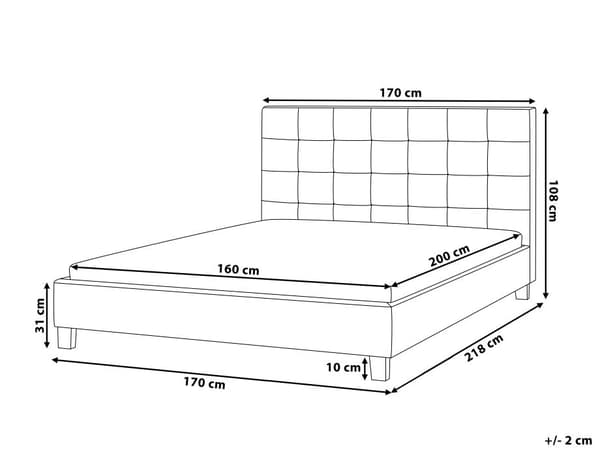 Dubbelsäng Mörkgrå 160 x 200 cm Tyg Tuftad Ram Knappad Nackstöd