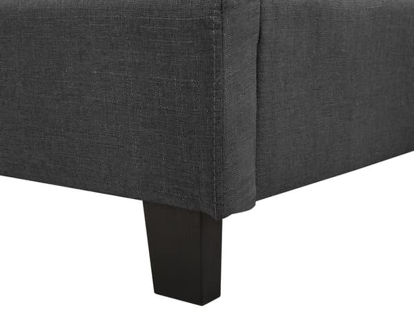 Dubbelsäng Mörkgrå 160 x 200 cm Tyg Tuftad Ram Knappad Nackstöd