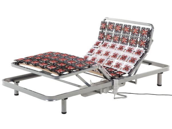 Sälepohja 200 x 90 x 25 cm jalallinen sähkösäädettävä teräs koivupuu 26 sälettä