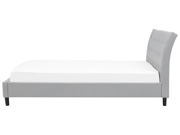 Parisänky vaaleanharmaa 228 x 197 x 100 cm kangasverhoilu eukalyptuspuu sälepohja napitettu