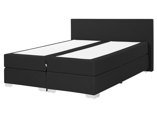 Jenkkisänky musta 210 x 170 x 90 cm kangasverhoilu pussijousitus puinen runko