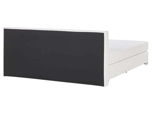 Jenkkisänky valkoinen 210 x 170 x 90 cm keinonahkaverhoilu pussijousitus puinen runko