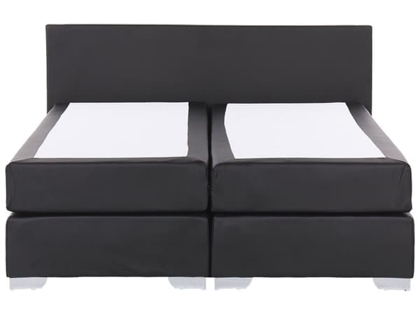 Jenkkisänky musta 210 x 190 x 90 cm keinonahkaverhoilu pussijousitus puinen runko