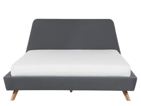 Parisänky harmaa kangas verhoiltu kumipuu 160 x 200 cm sälepohja minimalistinen skandinaavinen tyyli