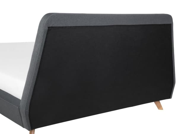 Parisänky harmaa kangas verhoiltu kumipuu 160 x 200 cm sälepohja minimalistinen skandinaavinen tyyli