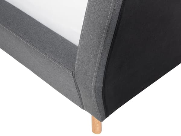 Parisänky harmaa kangas verhoiltu kumipuu 160 x 200 cm sälepohja minimalistinen skandinaavinen tyyli