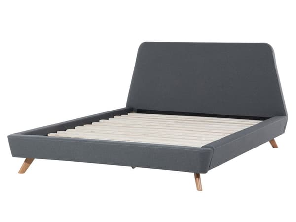 Parisänky harmaa kangas verhoiltu kumipuu 160 x 200 cm sälepohja minimalistinen skandinaavinen tyyli
