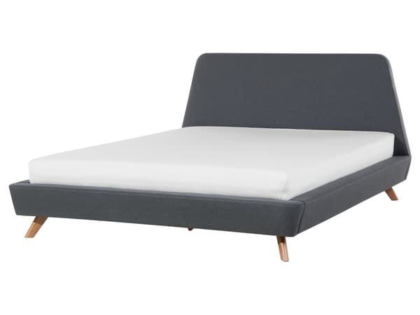 Parisänky harmaa kangas verhoiltu kumipuu 160 x 200 cm sälepohja minimalistinen skandinaavinen tyyli