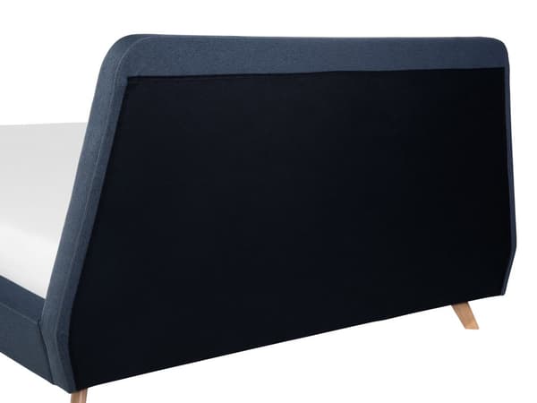 Parisänky tummansininen kangas verhoiltu kumipuu 160 x 200 cm sälepohja minimalistinen skandinaavinen tyyli