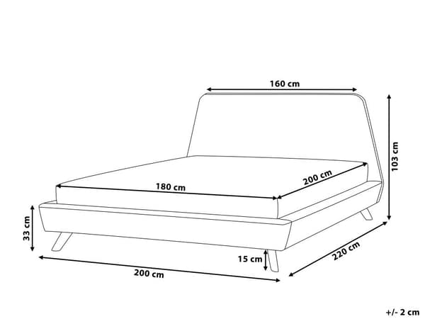 Parisänky harmaa kangas verhoiltu kumipuu 180 x 200 cm sälepohja minimalistinen skandinaavinen tyyli