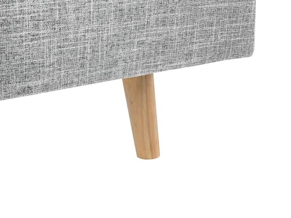 Parisänky vaaleanharmaa 220 x 192 x 112 cm kangasverhoilu poppelipuu sälepohja napitettu
